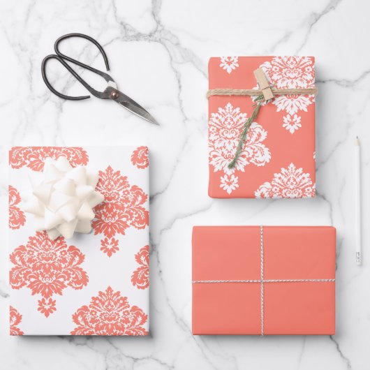 Feuille De Papier Cadeau Damask Elegant Motif (Recto)