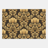 Feuille De Papier Cadeau Damask Gold & Black Wrapping paper 3 sheets set (Devant 2)