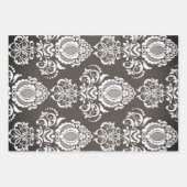 Feuille De Papier Cadeau Damask Modern Color Motif (Devant 3)