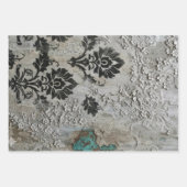 Feuille De Papier Cadeau Dame en Noir Damask vertical  (Devant 2)