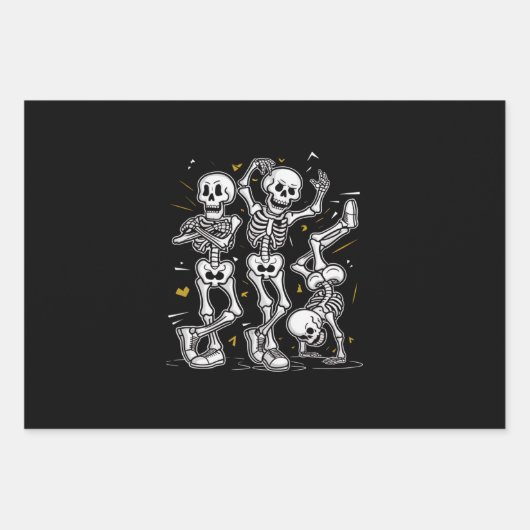 Feuille De Papier Cadeau Dancing Skeletons Dance Challenge Halloween (Devant)