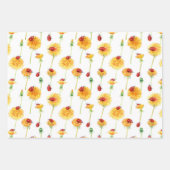 Feuille De Papier Cadeau Dandelions jaunes et Ladybugs rouges (Devant 2)