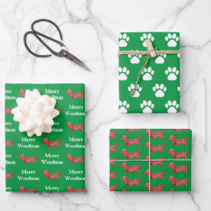 Feuille De Papier Cadeau Dandie Dinmont Chien Silhouette Green Merry Woofma