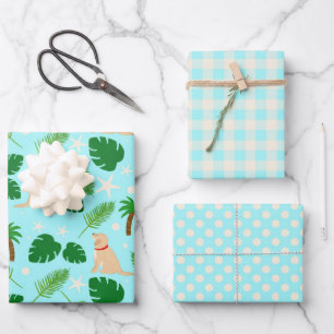 Feuille De Papier Cadeau Dans l'Océan Blue Tropical Pups jeu d'enveloppes c
