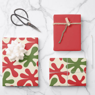 Feuille De Papier Cadeau Danse d'amibe Motif de Noël Abstrait Fantaisiste