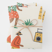 Feuille De Papier Cadeau Danse en été (En situation)