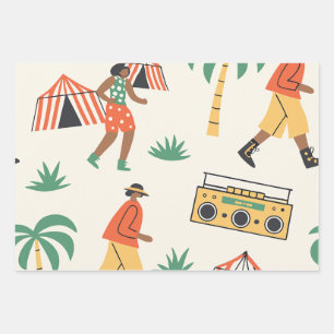 Feuille De Papier Cadeau Danse en été
