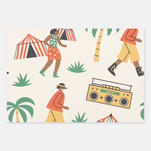 Feuille De Papier Cadeau Danse en été (Devant)