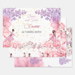 Feuille De Papier Cadeau Danse et ballerine tourbillon anniversaire