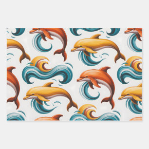 Feuille De Papier Cadeau Danse Océanique