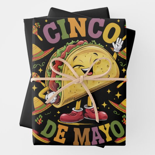 Feuille De Papier Cadeau Danser Taco Drôle Cinco De Mayo Fête (En situation)