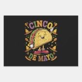 Feuille De Papier Cadeau Danser Taco Drôle Cinco De Mayo Fête (Devant)