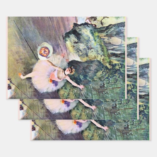 Feuille De Papier Cadeau Danseur avec un bouquet de fleurs d'Edgar Degas (Lot)