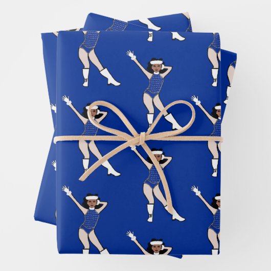 Feuille De Papier Cadeau Danseur Bleu d'Hiver (En situation)