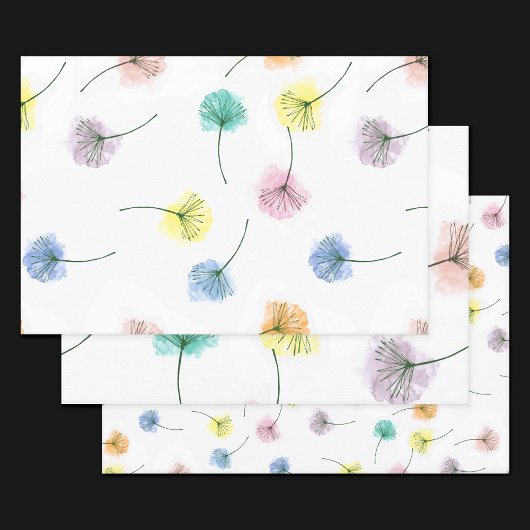 Feuille De Papier Cadeau Dansons | Motif floral aquarelle