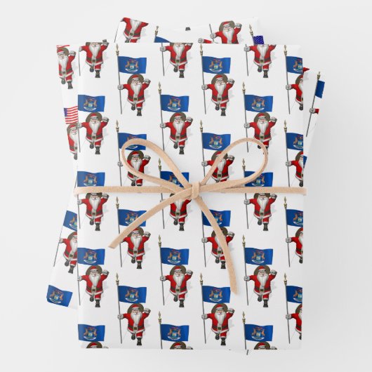 Feuille De Papier Cadeau Darling Santa Claus Visite Michigan (En situation)