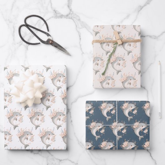 Feuille De Papier Cadeau Dauphin mignon (Recto)