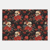 Feuille De Papier Cadeau Day of the Dead Skull and red Roses (Devant)