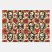 Feuille De Papier Cadeau Day of the Dead Skull and Roses Pack (Devant)
