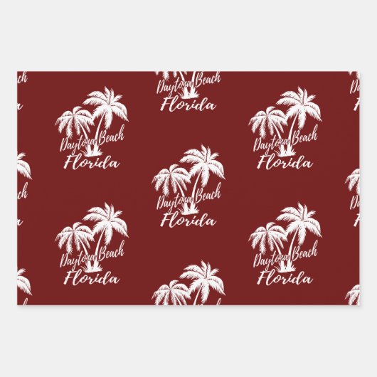 Feuille De Papier Cadeau Daytona Beach Floride Vert Plaid Vert Rouge (Devant 3)