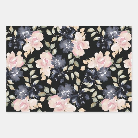 Feuille De Papier Cadeau de belles fleurs d'aquarelle peintes (Devant 2)