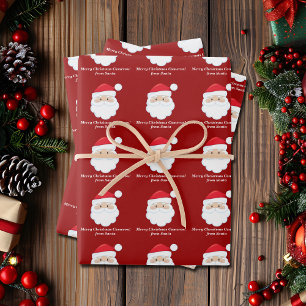 Feuille De Papier Cadeau De Père Noël Cute Custom Red Kids Noël