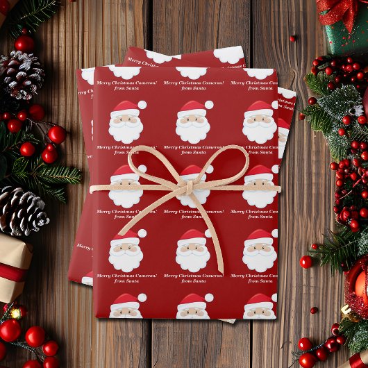 Feuille De Papier Cadeau De Père Noël Cute Custom Red Kids Noël