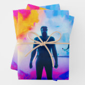 Feuille De Papier Cadeau Debout dans les couleurs (En situation)