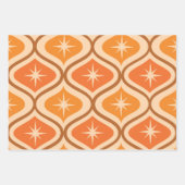 Feuille De Papier Cadeau Début atomique du milieu du siècle sur Orange Ogee (Devant 3)