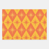 Feuille De Papier Cadeau Début du milieu du siècle sur les diamants Orange  (Devant 3)