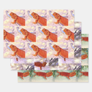 Feuille De Papier Cadeau Déchiffrez le Dragon barbu - 3 Poses