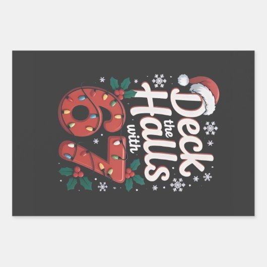 Feuille De Papier Cadeau Deck the Halls With 6 7 Funny Christmas Six Seven (Devant)