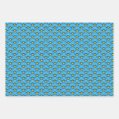 Feuille De Papier Cadeau Déco Saint Jacques Chinoise, Pêche, Turquoise, Ora (Devant 2)