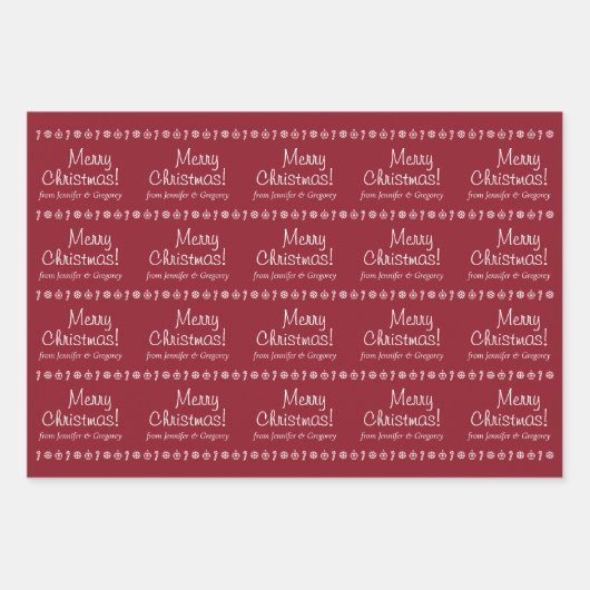 Feuille De Papier Cadeau Décontracté "Joyeux Noël !" + Nom(s) personnalisé( (Devant)