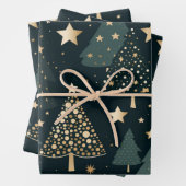Feuille De Papier Cadeau Décor de Motif Gold Tree (En situation)