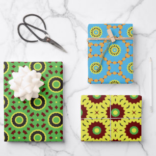 Feuille De Papier Cadeau Décor rouge jaune vert