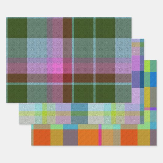 Feuille De Papier Cadeau Decorative Plaid (Lot)