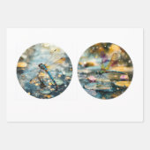 Feuille De Papier Cadeau Découpage 12" Cercle ronds de libellule florale (Devant 3)