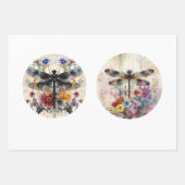 Feuille De Papier Cadeau Decoupage 12" Circular Rounds Dragonflies  (Devant 2)