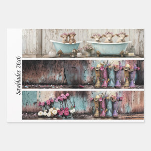 Feuille De Papier Cadeau Découpage 26x6" Modèles de Fermes pour Scies à Mai
