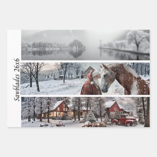 Feuille De Papier Cadeau Decoupage 26x6" Winter Collection Handsaw Designs (Devant)