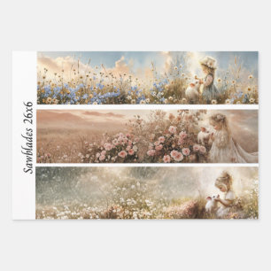 Feuille De Papier Cadeau Decoupage 3 conceptions fille de ferme et scies à 