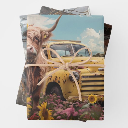 Feuille De Papier Cadeau Découpage Apocalypse Dachshund Vache Highland (En situation)