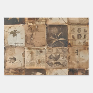 Feuille De Papier Cadeau Découpage café vintage Lourd ensemble de 3