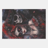 Feuille De Papier Cadeau Découpage Coeurs de Saint-Valentin et couples goth (Devant)