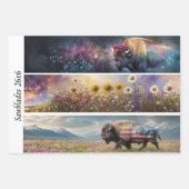 Feuille De Papier Cadeau Decoupage Cosmic Bison Wildflower Handsaw Designs  (Devant)