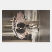 Feuille De Papier Cadeau Découpage de la piste de mode de caniche française (Devant 2)