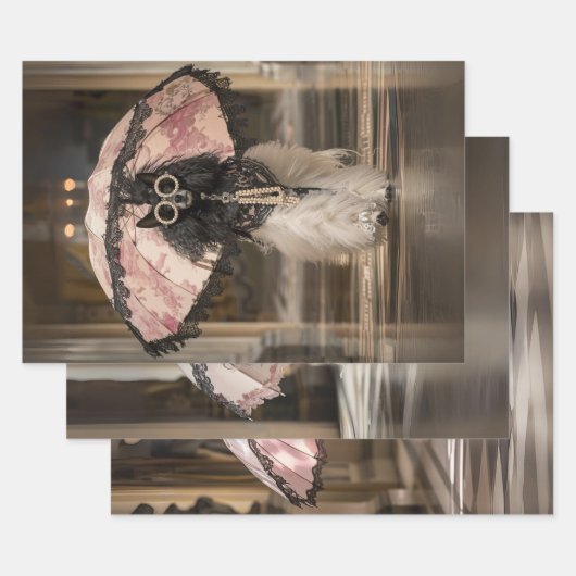 Feuille De Papier Cadeau Découpage de la piste de mode de caniche française (Lot)