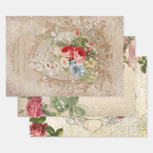 Feuille De Papier Cadeau Découpage de l'Ephémère Florale victorienne