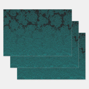 Feuille De Papier Cadeau Découpage de Motif Succulent Turquoise foncé